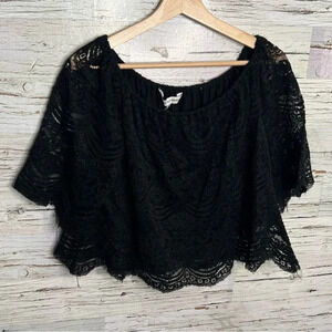 Cupcakes  and cashmere black lace blouse top size xs